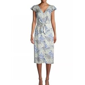 Rebecca Taylor Silk Dress Floral Tie Front Size 0 Wedding Feminine Romantic